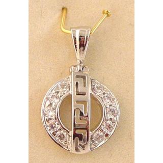 Gold 14k pendants Greek key with Zircon ΜΕ 000481  Weight:1.4gr