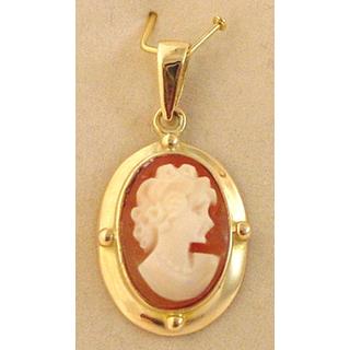 Χρυσό μενταγιόν Κ14 με Cameo Cameo ΜΕ 000482  Βάρος:2.74gr