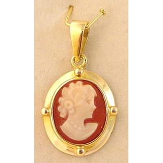 Χρυσό μενταγιόν Κ14 με Cameo Cameo ΜΕ 000483  Βάρος:2.71gr