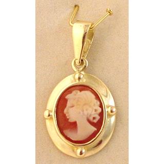 Gold 14k pendants Cameo with CAMEO stones ΜΕ 000484  Weight:2.28gr