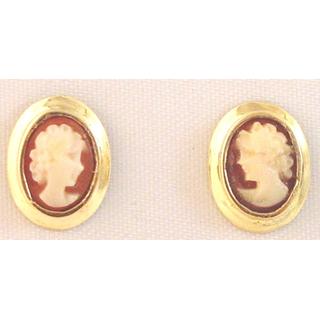 Χρυσά σκουλαρίκια Κ14 με Cameo Cameo ΣΚ 000882  Βάρος:2.84gr