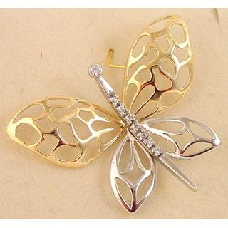Gold 14k pendants Butterfly with Zircon ΜΕ 000486  Weight:3.59gr