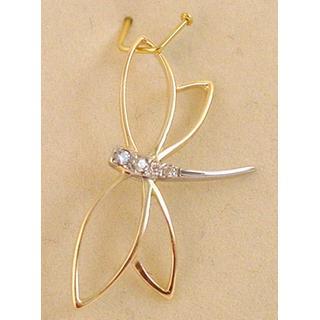 Gold 14k pendants Butterfly with Zircon ΜΕ 000487  Weight:1.03gr