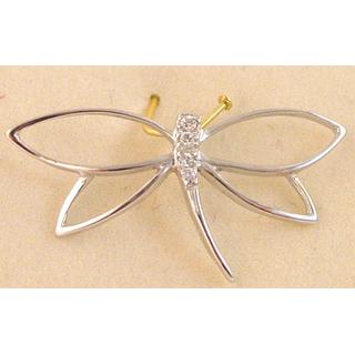 Gold 14k pendants Butterfly with Zircon ΜΕ 000488  Weight:0.95gr