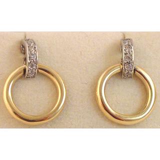 Χρυσά σκουλαρίκια Κ14 με ζιργκόν Μοντέρνα-Διάφορα ΣΚ 000884  Βάρος:2.4gr