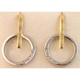 Χρυσά σκουλαρίκια Κ14 με ζιργκόν Μοντέρνα-Διάφορα ΣΚ 000885  Βάρος:3.36gr