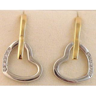 Χρυσά σκουλαρίκια Κ14 με ζιργκόν Καρδιά ΣΚ 000886  Βάρος:3.2gr