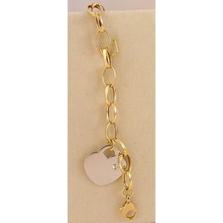 Gold 14k bracelet Heart with Zircon ΒΡ 000774  Weight:3.81gr