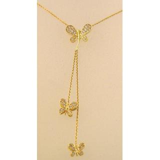 Gold 14k necklace Butterfly with Zircon ΚΟ 000483  Weight:4.52gr