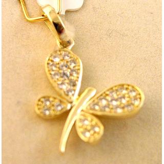 Gold 14k pendants Butterfly with Zircon ΜΕ 000497  Weight:1.22gr