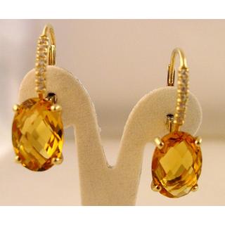 Χρυσά σκουλαρίκια Κ14 με ημιπολύτιμες πέτρες & ζιργκόν Μοντέρνα-Διάφορα ΣΚ 000903  Βάρος:5.83gr