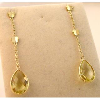 Χρυσά σκουλαρίκια Κ14 με ημιπολύτιμες πέτρες Μοντέρνα-Διάφορα ΣΚ 000914  Βάρος:4.68gr