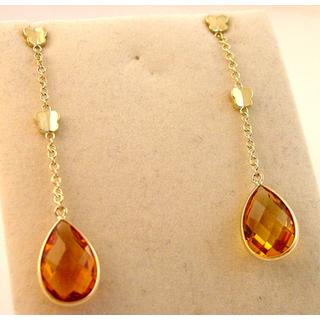 Χρυσά σκουλαρίκια Κ14 με ημιπολύτιμες πέτρες Μοντέρνα-Διάφορα ΣΚ 000915  Βάρος:4.73gr