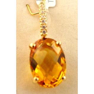 Gold 14k pendants with semi precious stones and Zircon ΜΕ 000501  Weight:2.48gr