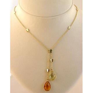 Gold 14k necklace with semi precious stones ΚΟ 000485  Weight:8.71gr