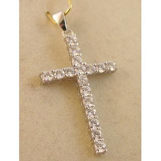 Gold 14k cross with Zircon  ΣΤ 000248 Weight:1.55gr