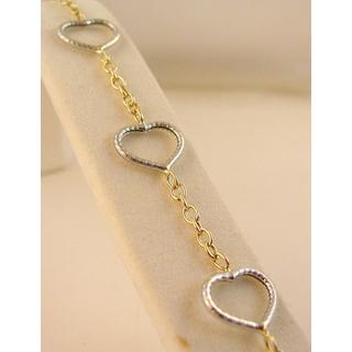 Gold 14k bracelet Heart ΒΡ 000801  Weight:3.44gr