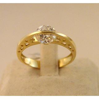 Χρυσό δαχτυλίδι Κ14 με πέτρες ζιργκόν Μονόπετρα-Κοσμήματα Γάμου ΔΑ 001534Κ  Βάρος:2.82gr