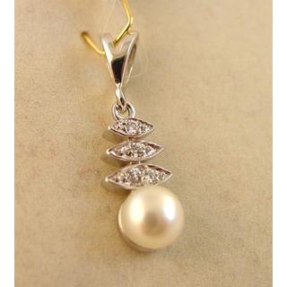 Gold 14k pendants with Pearls and zircon ΜΕ 000529  Weight:1.64gr