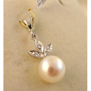 Gold 14k pendants with Pearls and zircon ΜΕ 000530  Weight:1.87gr