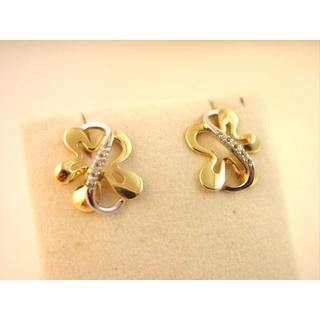 Χρυσά σκουλαρίκια Κ14 με ζιργκόν Λουλούδια ΣΚ 000961  Βάρος:2.43gr