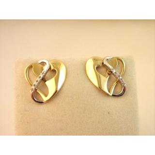 Χρυσά σκουλαρίκια Κ14 με ζιργκόν Καρδιά ΣΚ 000962  Βάρος:2.73gr
