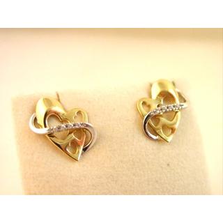 Χρυσά σκουλαρίκια Κ14 με ζιργκόν Καρδιά ΣΚ 000963  Βάρος:2.48gr