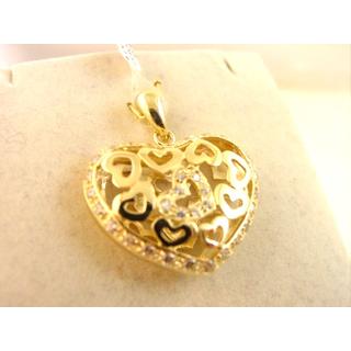 Gold 14k pendants Heart with Zircon ΜΕ 000537  Weight:6.22gr