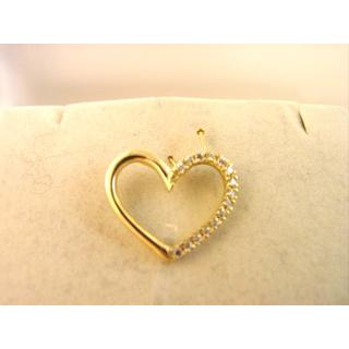 Gold 14k pendants Heart with Zircon ΜΕ 000538Κ  Weight:1.46gr