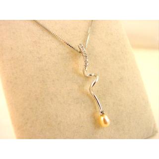 Gold 14k pendants with Pearls and zircon ΜΕ 000542  Weight:2.57gr