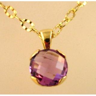 Gold 14k necklace with semi precious stones ΚΟ 000494δ  Weight:7.18gr