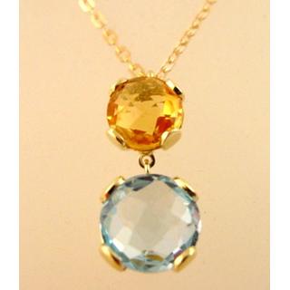 Gold 14k necklace with semi precious stones ΚΟ 000495β  Weight:5.8gr