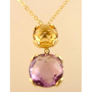 Gold 14k necklace with semi precious stones ΚΟ 000495γ  Weight:5.71gr
