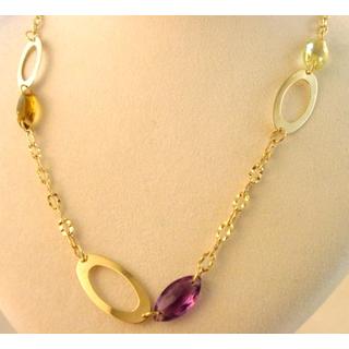 Gold 14k necklace with semi precious stones ΚΟ 000496  Weight:11.22gr