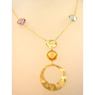 Gold 14k necklace with semi precious stones ΚΟ 000497α  Weight:7.96gr