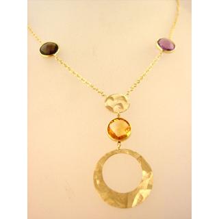 Gold 14k necklace with semi precious stones ΚΟ 000497β  Weight:7.52gr