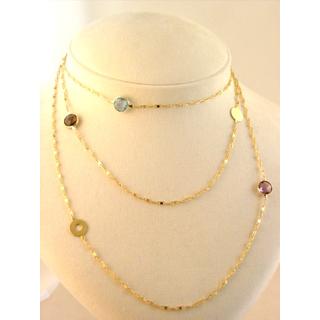 Gold 14k necklace with semi precious stones ΚΟ 000498  Weight:8.3gr