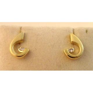 Χρυσά σκουλαρίκια Κ14 με ζιργκόν Μοντέρνα-Διάφορα ΣΚ 000985  Βάρος:1.41gr