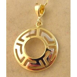 Gold 14k pendants Greek key ΜΕ 000547  Weight:1.55gr