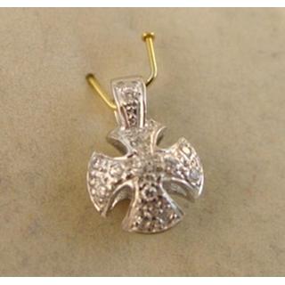 Gold 14k cross with Zircon  ΣΤ 000235Λ Weight:1.91gr