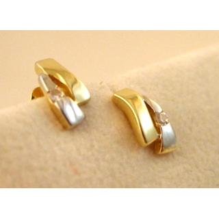 Χρυσά σκουλαρίκια Κ14 με ζιργκόν Μοντέρνα-Διάφορα ΣΚ 000994  Βάρος:1.12gr
