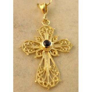 Gold 14k cross with Zircon  ΣΤ 000223Μ Weight:1.53gr