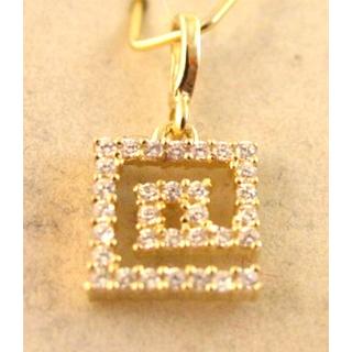 Gold 14k pendants Greek key with Zircon ΜΕ 000558Κ  Weight:0.81gr