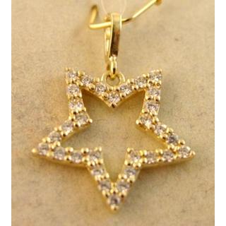 Gold 14k pendants Star with Zircon ΜΕ 000559Κ  Weight:1.23gr