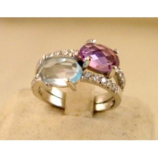 Gold 14k ring with semi precious stones and zircon ΔΑ 001636  Weight:5.7gr