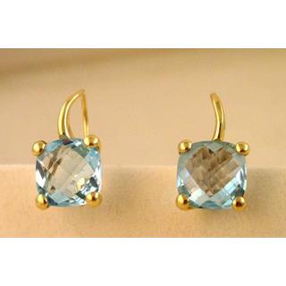 Χρυσά σκουλαρίκια Κ14 με ημιπολύτιμες πέτρες Μοντέρνα-Διάφορα ΣΚ 000998β  Βάρος:7gr