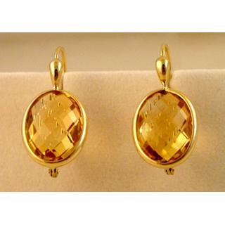 Χρυσά σκουλαρίκια Κ14 με ημιπολύτιμες πέτρες Μοντέρνα-Διάφορα ΣΚ 001000γ  Βάρος:5.8gr