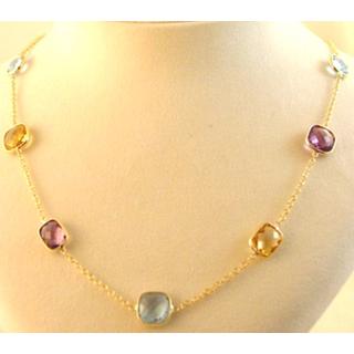 Gold 14k necklace with semi precious stones ΚΟ 000510  Weight:10.6gr