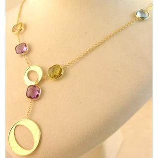 Gold 14k necklace with semi precious stones ΚΟ 000511  Weight:11.1gr