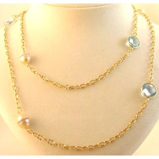 Gold 14k necklace with semi precious stones ΚΟ 000512  Weight:19.5gr